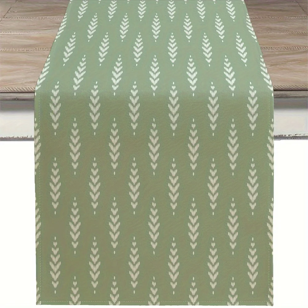 1pcBohemian Style Green Floral Kitche Table Runner Elegant Geometric Home Dining Decor Classic Accessory Kitchen Furniture Decor