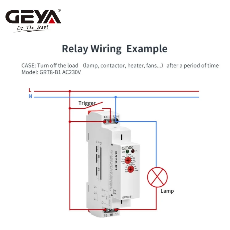 GEYA Delay on Delay off Timer Relay Electronic Type 16A AC230V OR AC/DC12-240V with CE CB ROHS GRT8-A/B/At/Bt