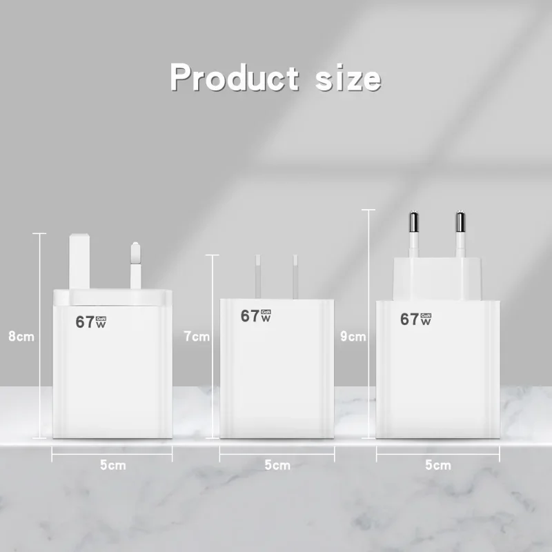 67W Fast Charging Charger USB Adapter Standard Charge Head Type-C Mobile Phone Type C Cable for Xiaomi EU/US/UK Power Adapter