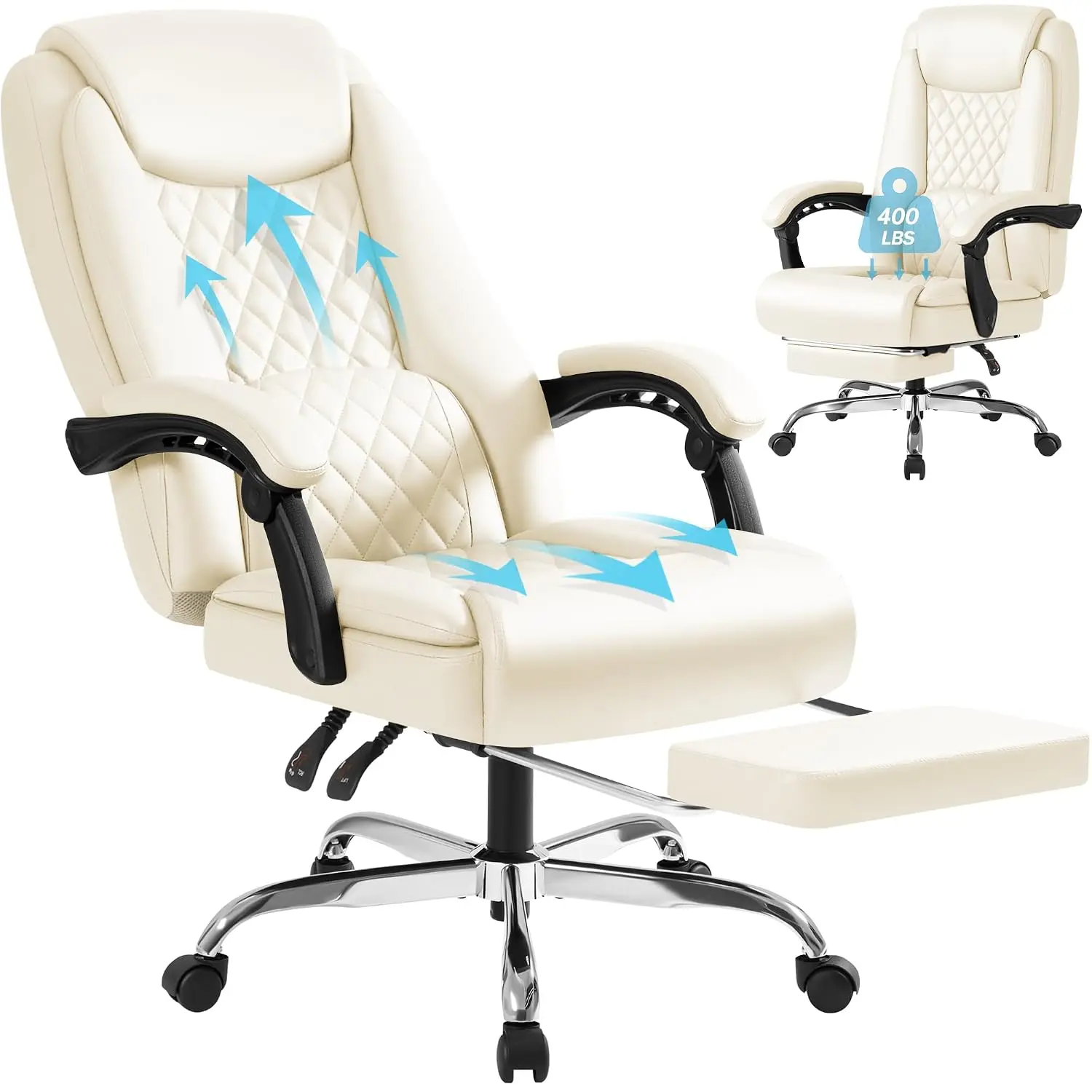 Ergonomic High Back Office Chair with Lumbar Support, 400lbs Adjustable Reclining Desk Chair for Home, Customized
