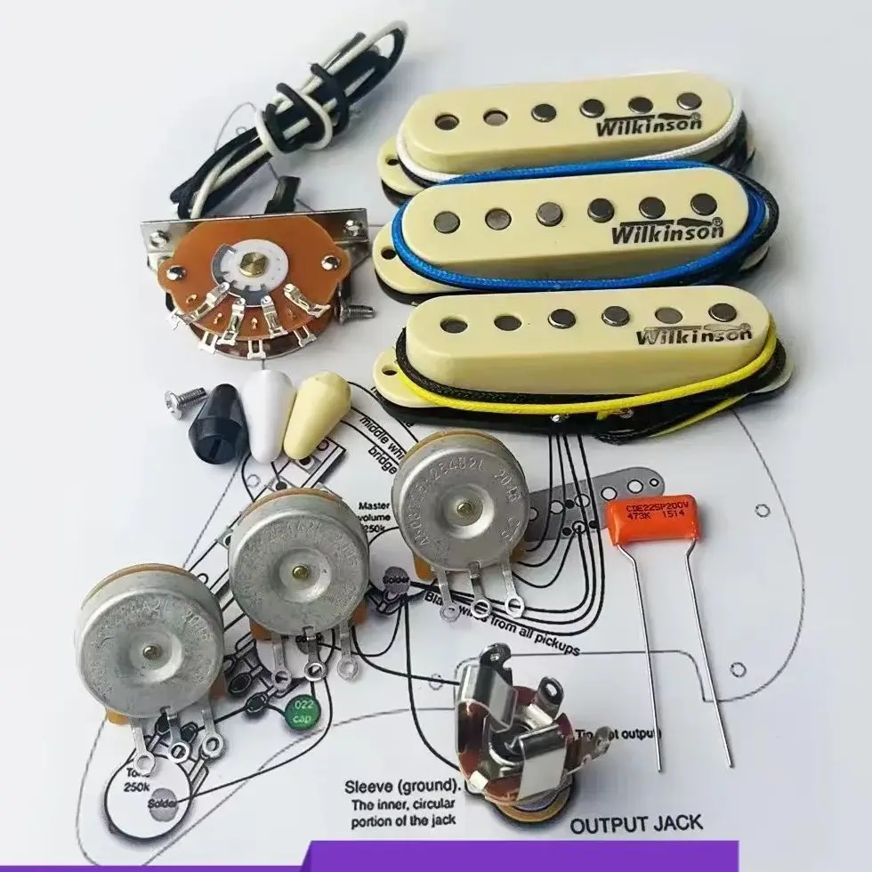 H X Shop Store--Wilkinson WVS 60's Alnico5 SSS Single Coil Guitar Pickup with  Potentiometer Wiring Kit 1 Set