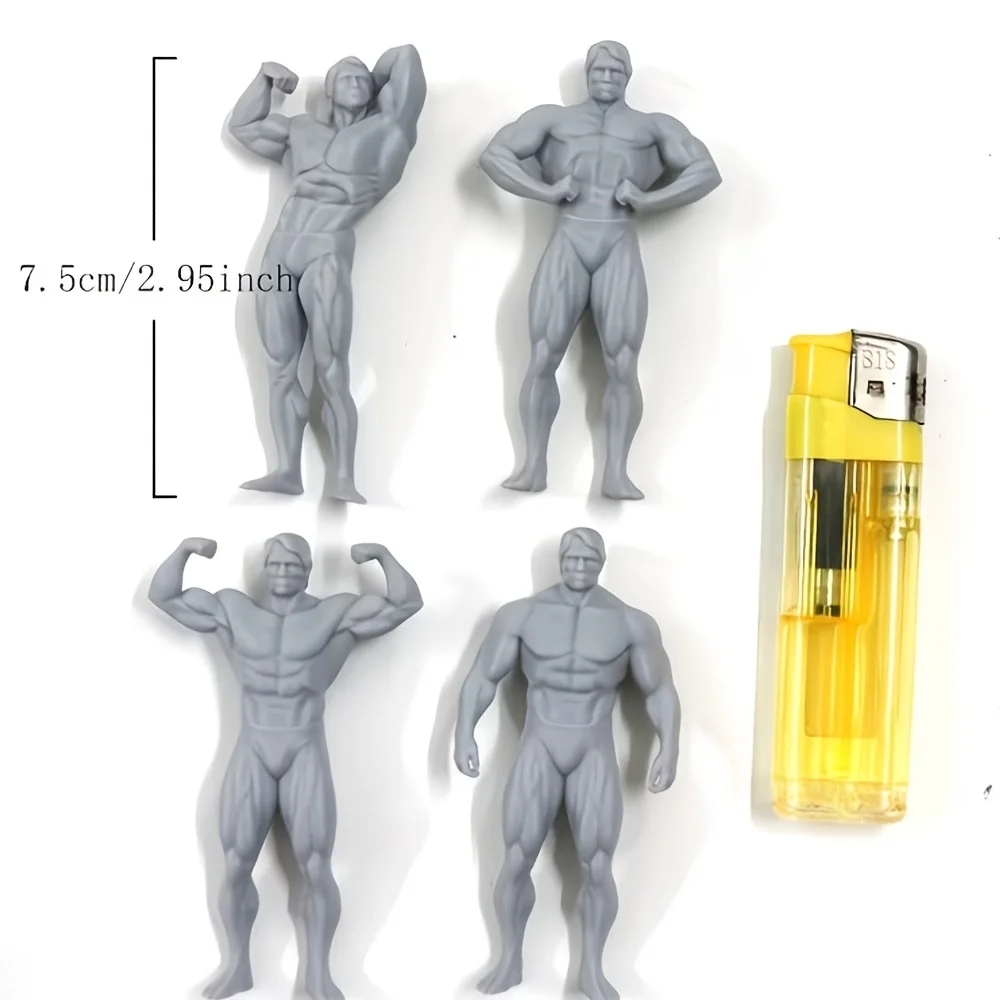 4Pcs 1/24 Scale 2.95inch Resin Model Kits, Unpainted, No Assembly Required, 3D Printed Fitness Figures, Suitable for Fitness and Bodybuilding Figures, Unpainted Miniature Statues Made of Abs Material, Designed Specifically for Role-Playing