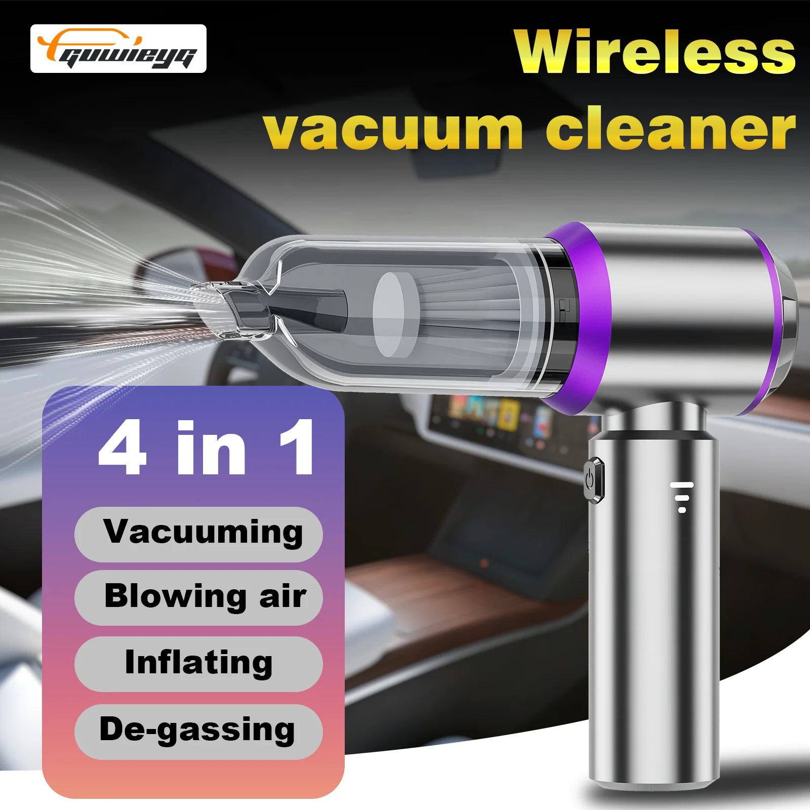

GUWIEYG Wireless Handheld Vacuum Cleaner: USB Rechargeable, Wet & Dry, Powerful Suction for Car, Home & Pet, Brushless Motor