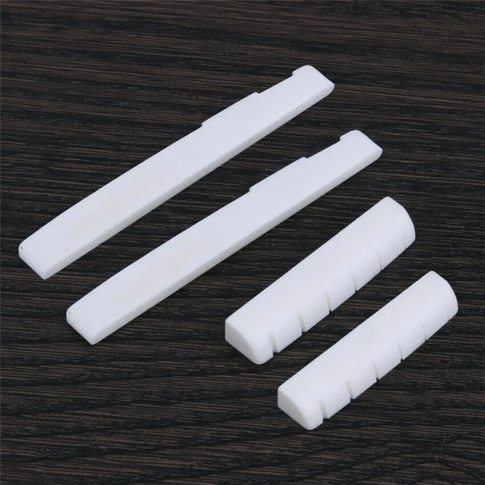 2 Sets Bridge Nuts and Saddles Real Cattle Bone for Acoustic Guitar Parts