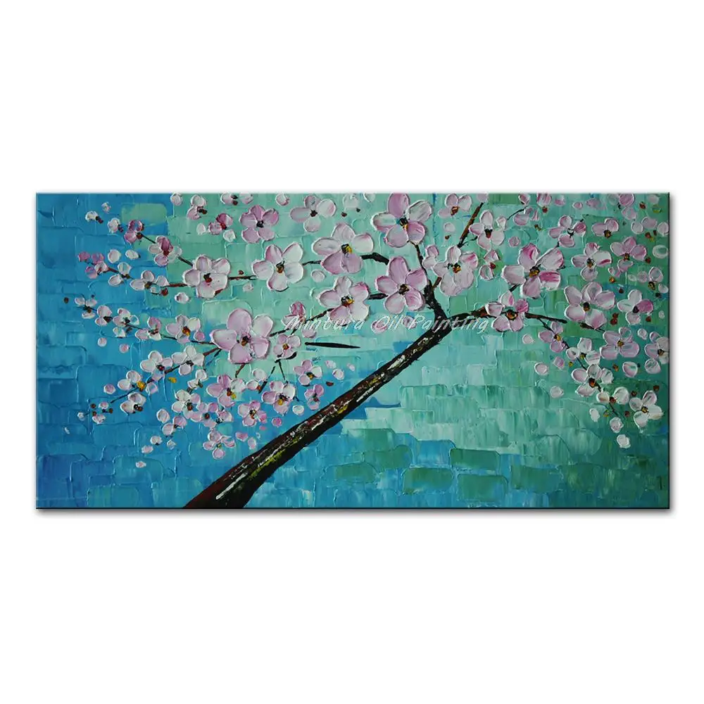 

Mintura Hand-Painted Thick Texture Peach Flowers Oil Paintings On Canvas,Modern Wall Art,Picture For Livign Room,Home Decoration