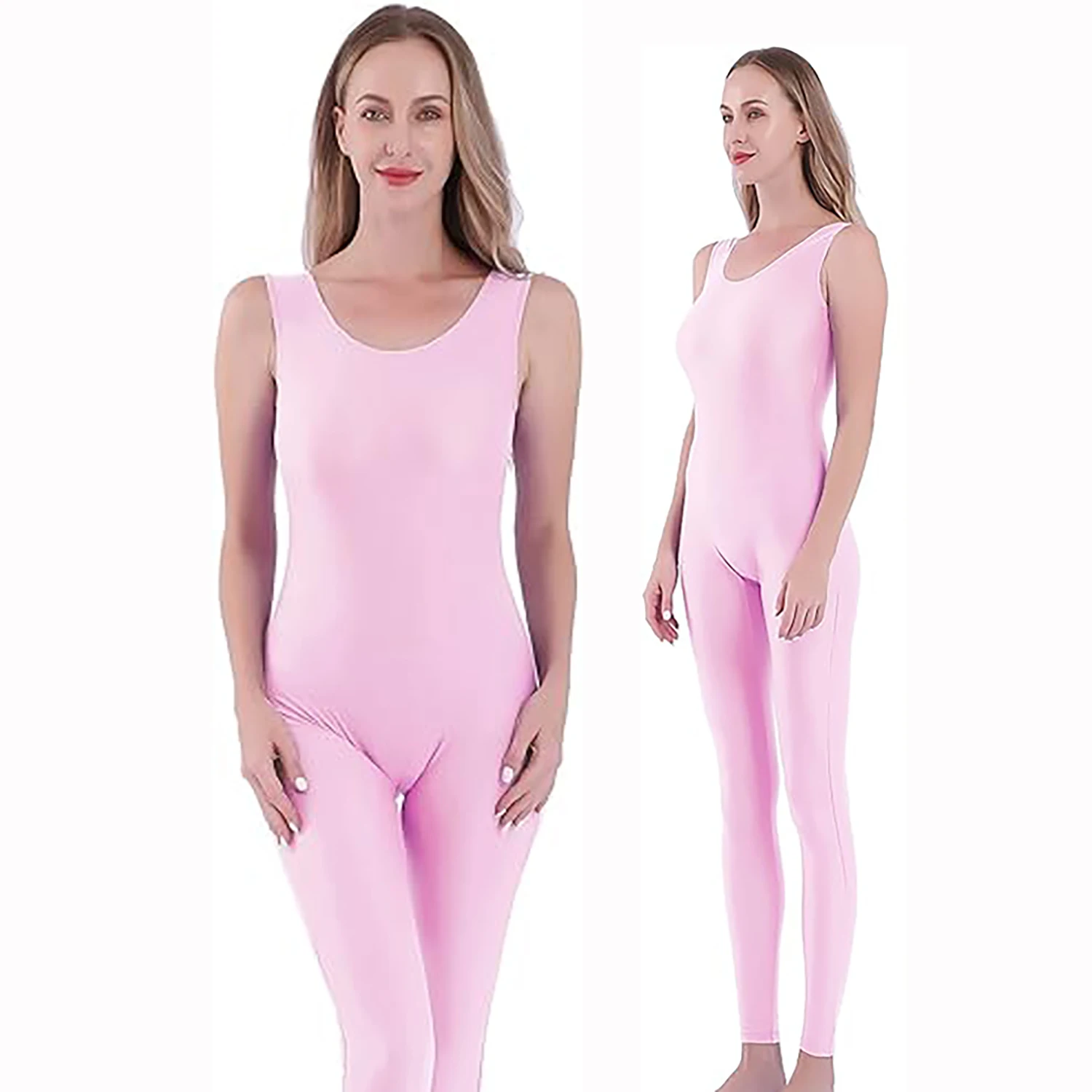 AOYLISEY femmes noir réservoir danse Unitard sans manches une pièce combinaison pleine longueur entraînement Ballet gymnastique body Costumes