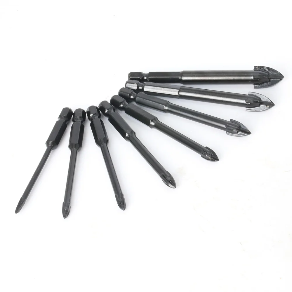 Cross Hex Tile Bits Glass Ceramic Concrete Hole Opener Alloy Triangle Drill Size 3/4/5/6/7/8/10/12mm Power Tools Accessories