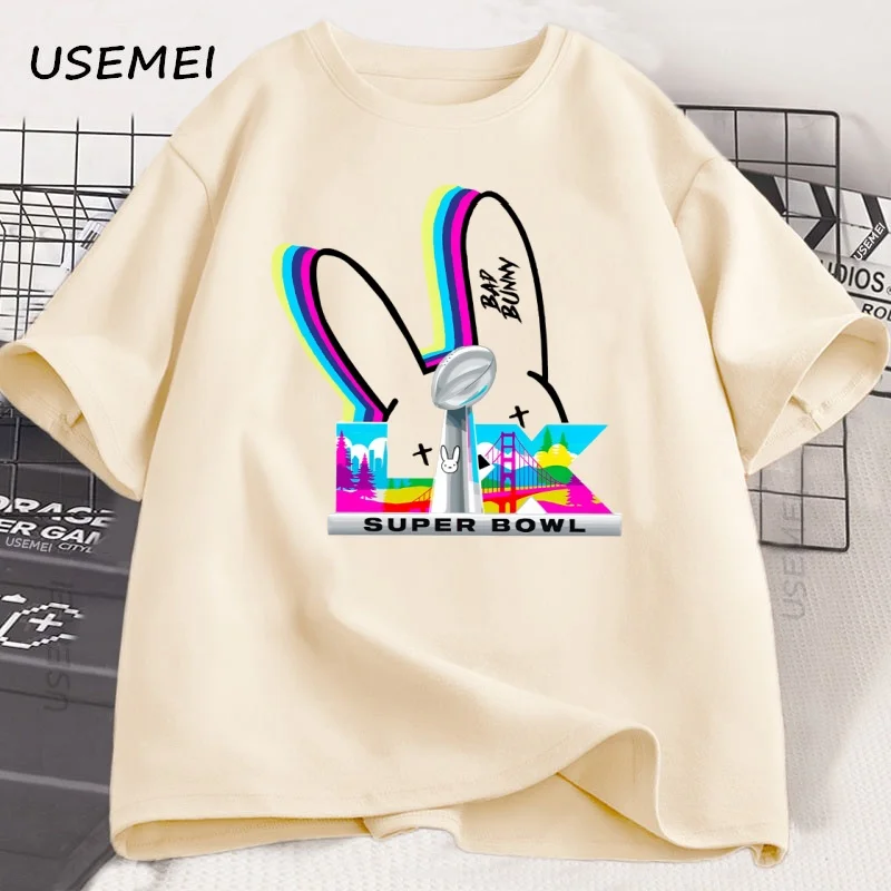 

Bad Bunny Benito Bowl Football T-shirt Woman Clothing Cotton Designer Men's Tshirt Printed Short Sleeve Graphic Tee Clothes