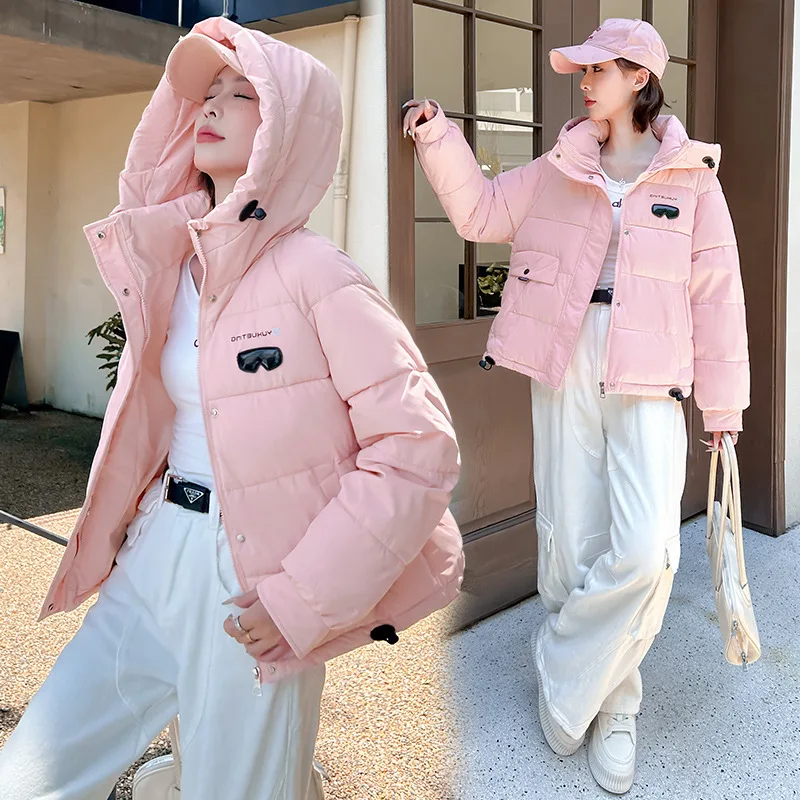 

Trend Sweet Hooded Parkas Winter Warm Women's Puffer Jacket Loose Thickened Warm Jacket Puffer Coat Windproof Outerwear Snowsuit