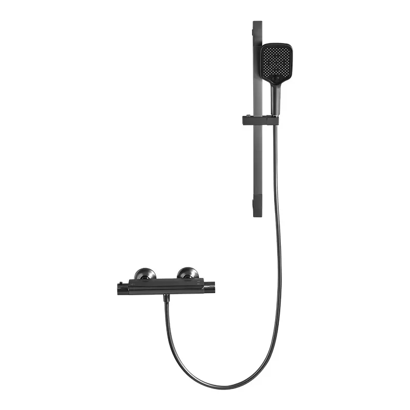 Gray Smart Constant Temperature Shower Set Wall Mounted Bathroom Bathtub Faucet with Lifting Function Simple Design