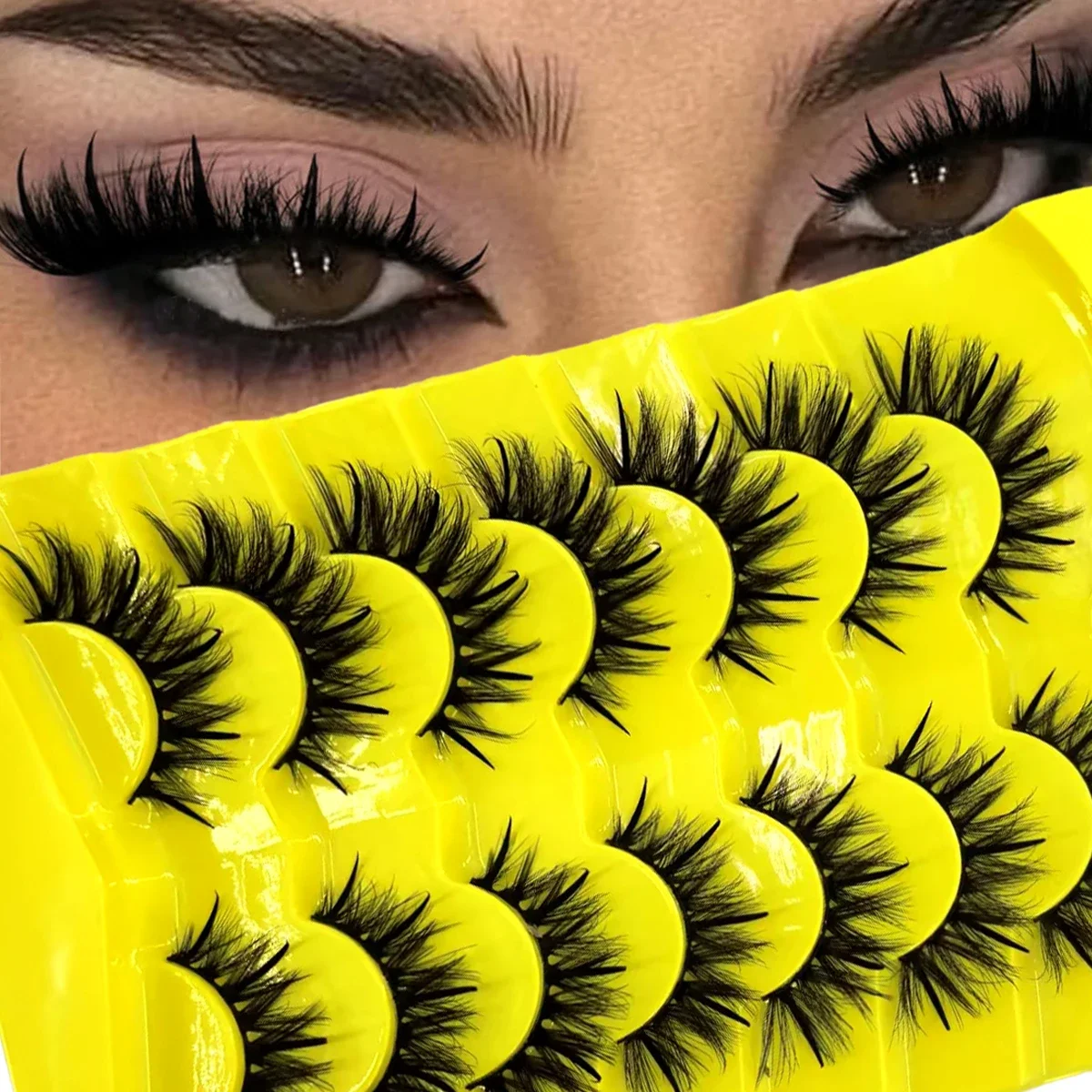 5/7pairs Natural Russian Strip Lashes Fluffy Mink Lashes 3D False Eyelashes Fluffy Volume Eyelashes Fake Eyelash Extension Make