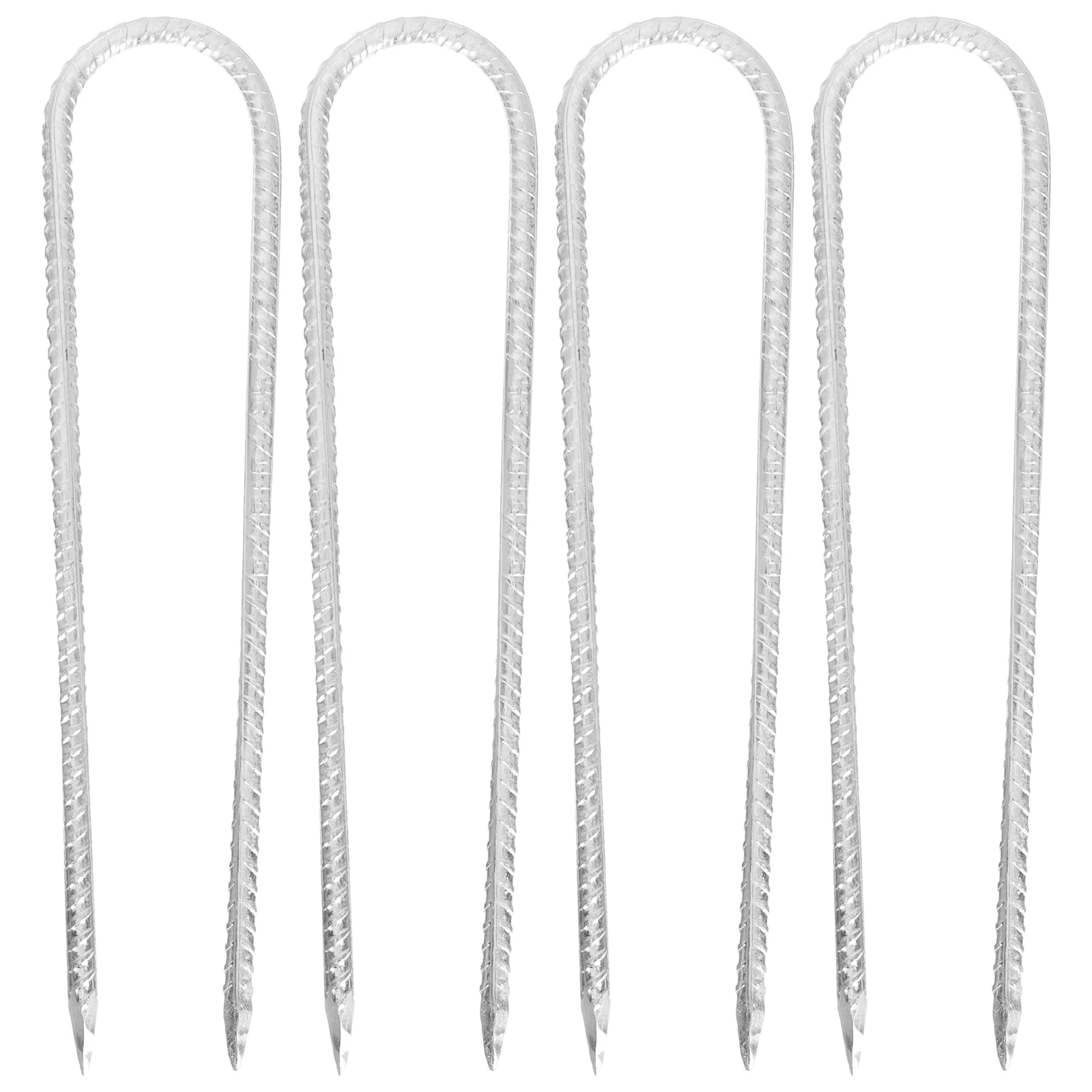 

4 Pcs Galvanized Steel U Shaped Stakes Reinforced Ground Nails for Trampoline Suite Strong Children Safety Camping Tent