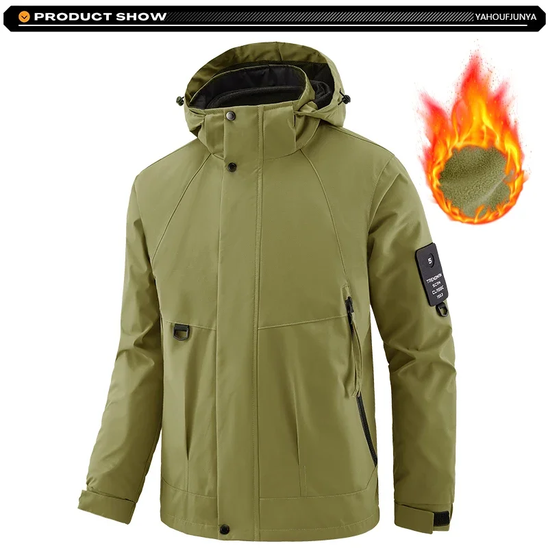

2025 Winter Men Triple Outdoor Windbreak Plus Thick Warm Jacket Men Removable Hooded Fleece Comfortable New Jacket Coat Male 8XL