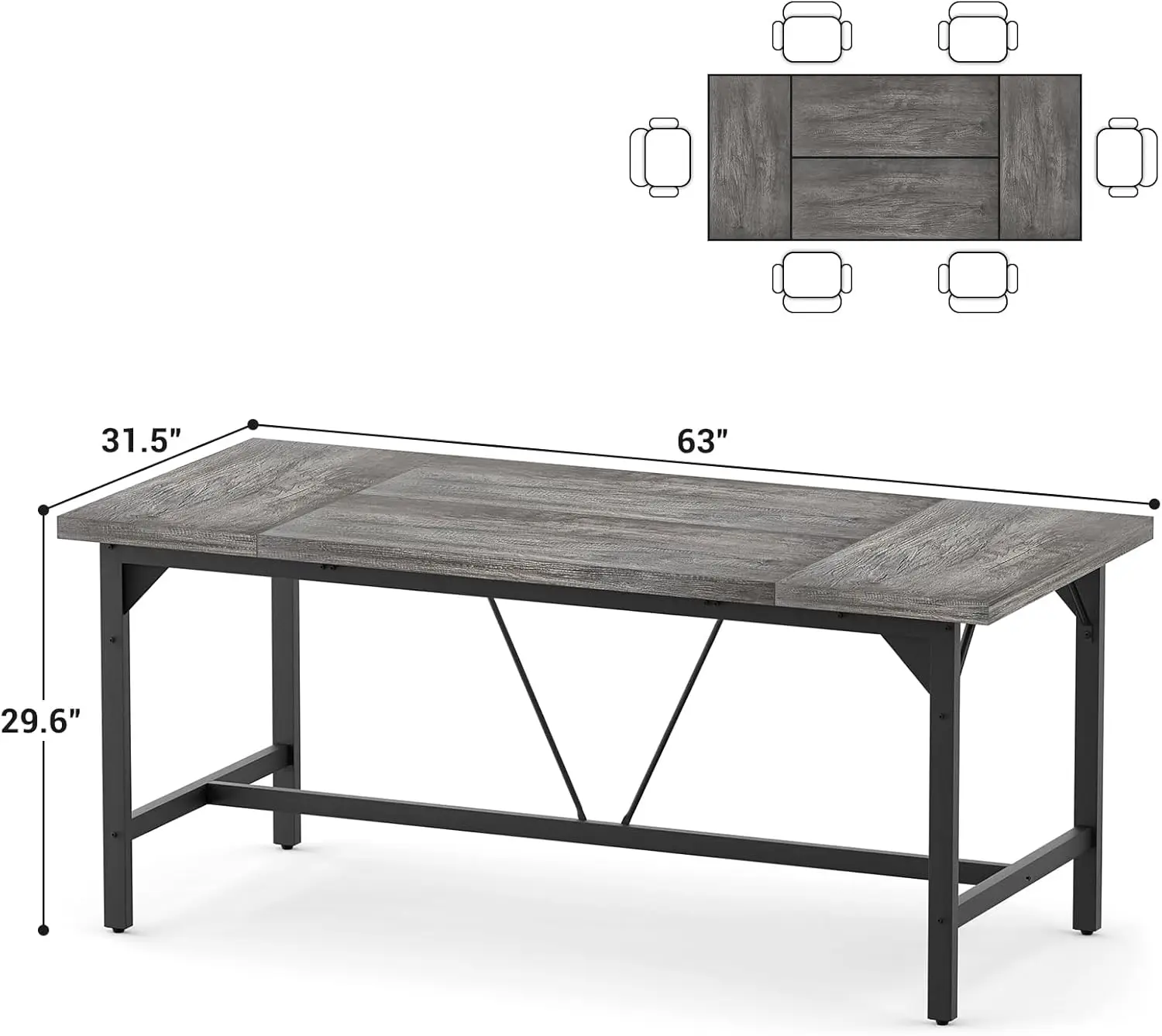 Duże biurko komputerowe, długie biurko 63 x 31,5 cala, wytrzymałe 2-osobowe biurko Premium, stół do pisania o grubości 1,4 cala, nowoczesny laptop