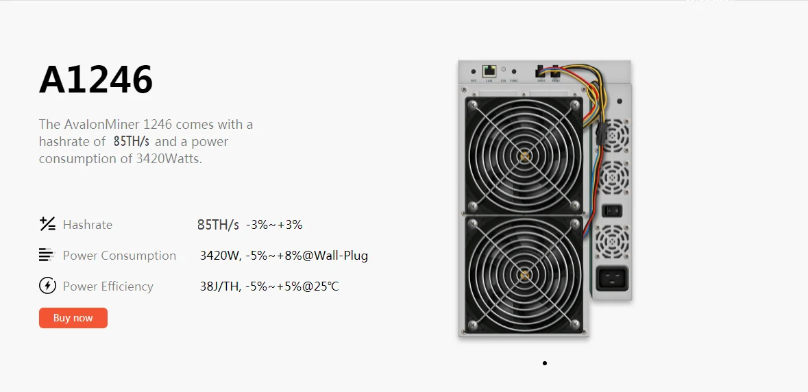 Imagem -03 - Asic Avalon Btc Bth Miner Machine Usado 1246 Miner 85t com Fonte de Alimentação pk Antminer S19 Pro T19 Pro k7 l7 d7