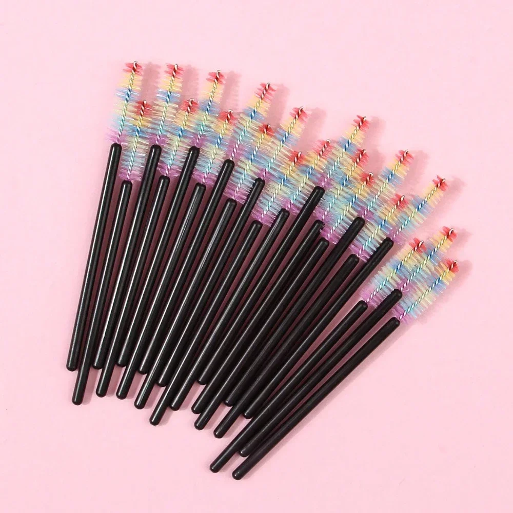 

10/50/100pcs Rainbow Eyelash Brush Portable Eyelash Curler False Mascara Wands Lash Extension Tool, Bendable Brow Brush Comb