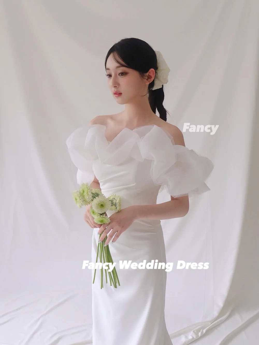 يتوهم الأميرة قبالة الكتف فستان الزفاف حورية البحر مطاطا الساتان مساء اللباس الكرة ثوب الزفاف الجلباب حسب الطلب