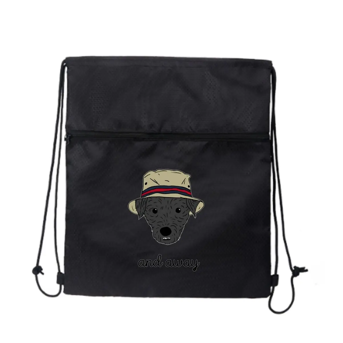 

Собака в шляпе и выезде Текстовое искусство Легкий простой спортивный рюкзак Сумка для компьютера Повседневный повседневный рюкзак