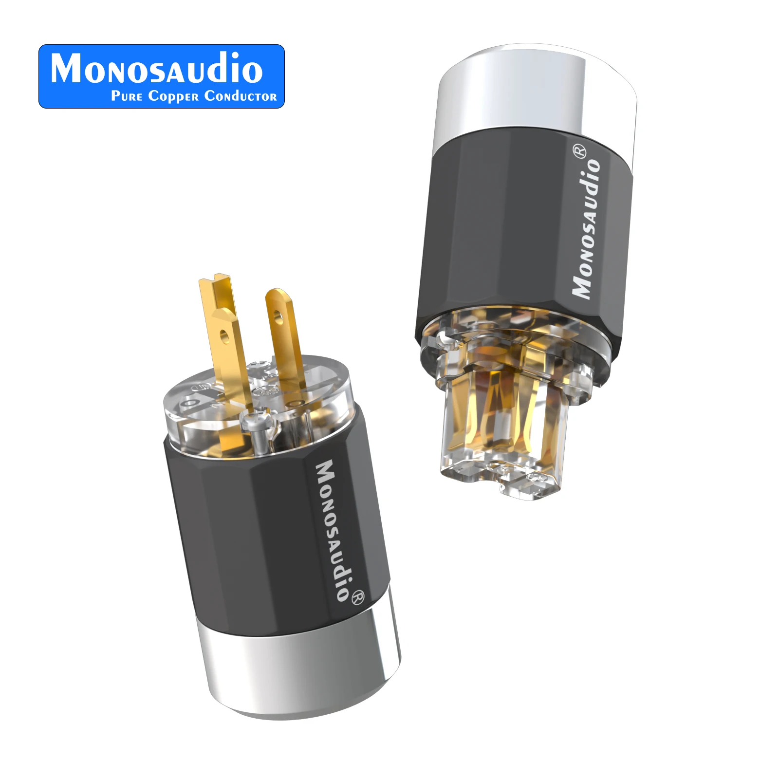 Monosaudio EMF109 الاتحاد الأوروبي/الولايات المتحدة قابس طاقة 99.99% النحاس النقي الذهب/الروديوم مطلي C15/13 موصل الطاقة لكابل الطاقة HIFI