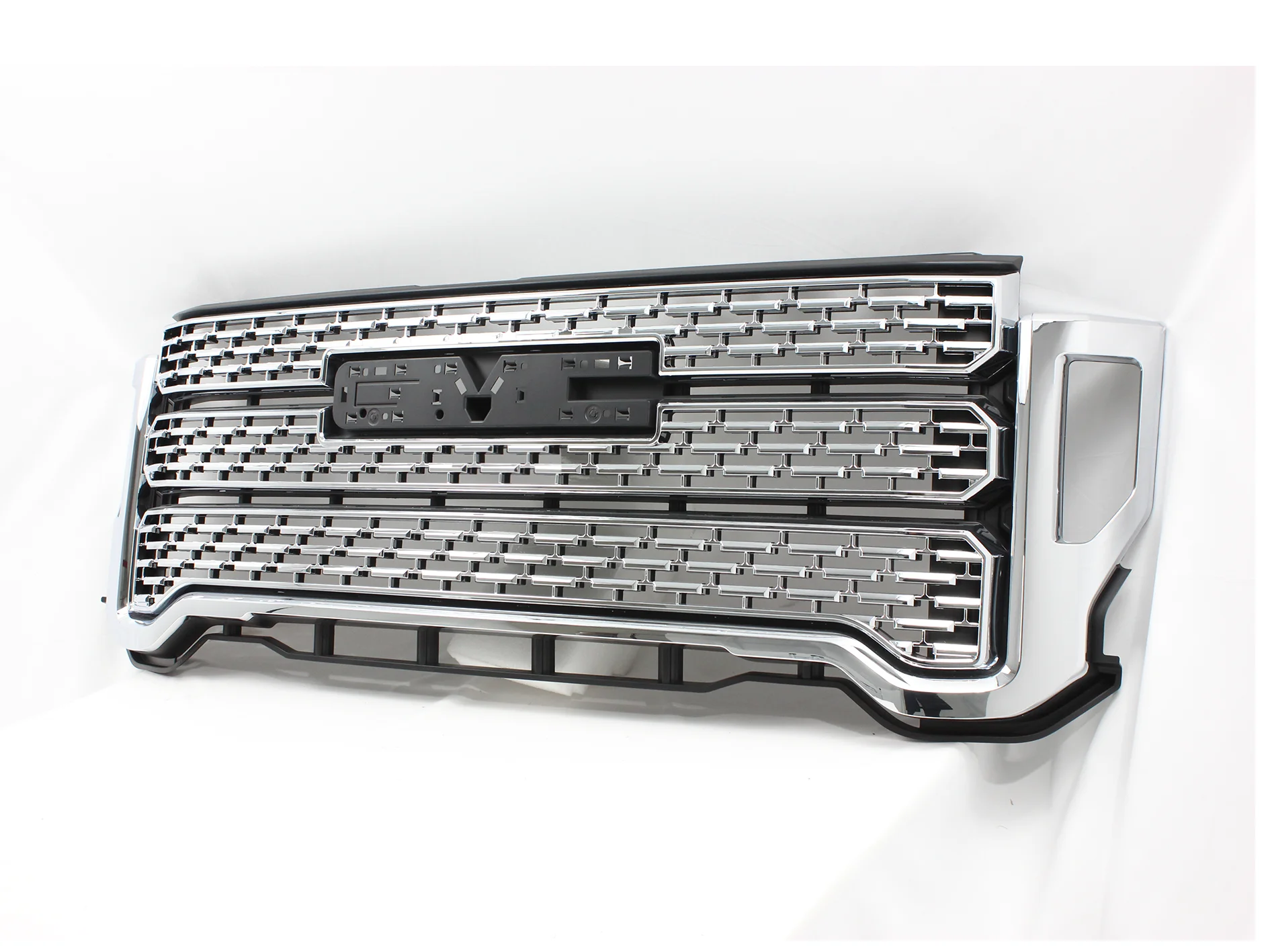 Fit For GMC Sierra 2500HD 2020-2023 Denali Grille Without Camera, Chrome Outer Frame + Matte Black Base