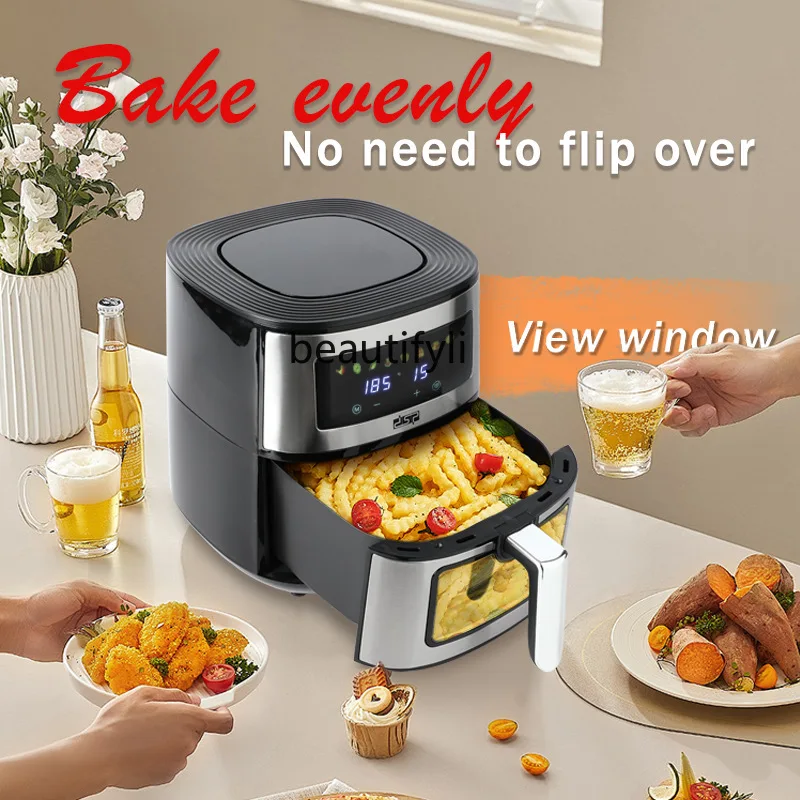 Penggoreng Udara Rumah Tangga Visual Kapasitas Besar 5,5L Oven Penggoreng Listrik Udara Integrasi Multifungsi