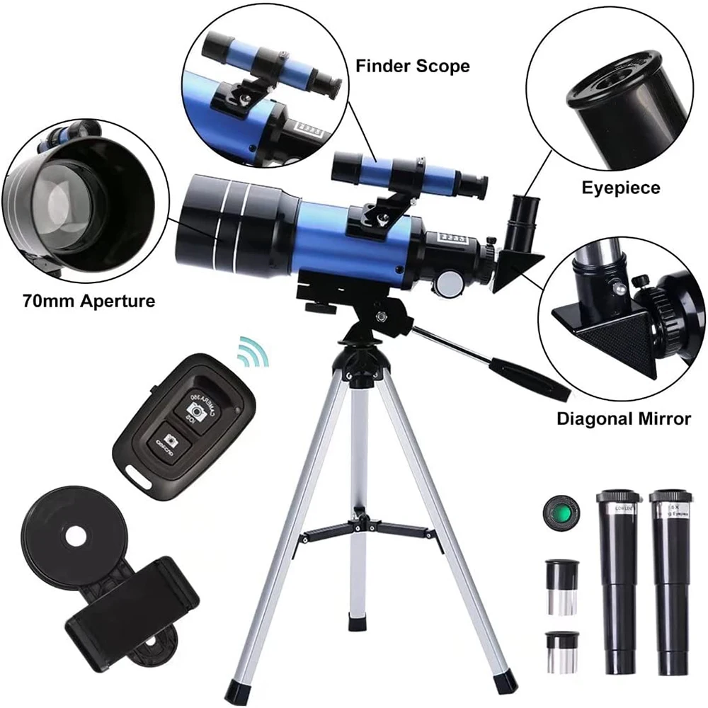 15X-150X Zoom Astronomical Telescope F30070M Telescopes with Telescopic Tripod for Adults Kids & Beginners