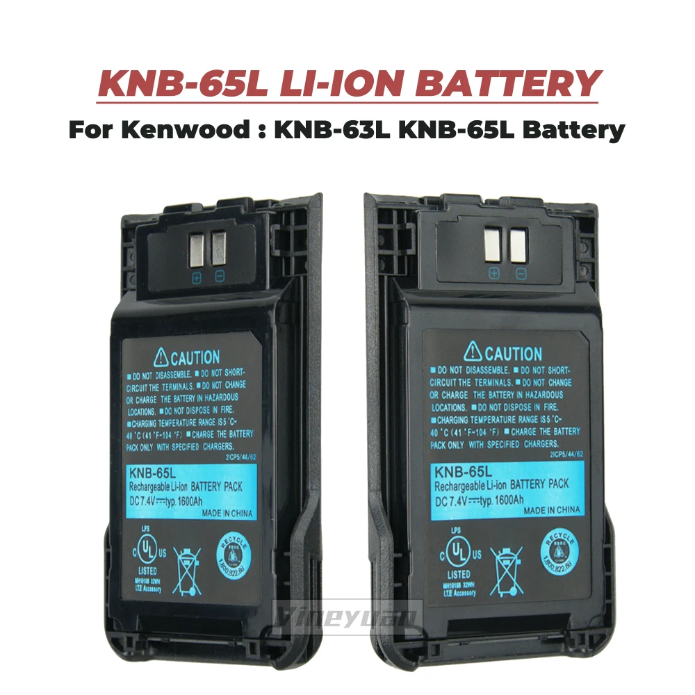 Imagem -05 - Bateria Li-ion de Substituição para Kenwood Knb63l Knb-65l se Encaixa Th-k20a K20e Th-k40a K40e Bateria de Rádio com Cinto Cilp Peças 1600mah