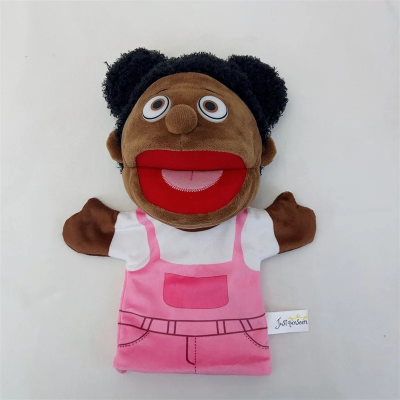 1/2/6pcs Black Skin Family Member Hand Puppet Open Mouth Stuffed Glove Role Play Toy Story Telling Prop Mom Ventriloquist Muppet