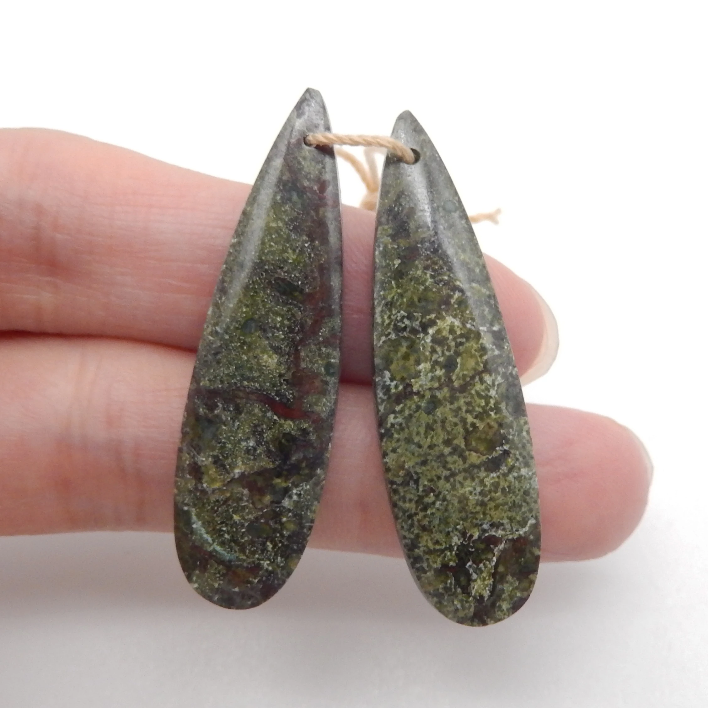 Natural Dragons Blood Jasper Water Drop Earring Beads Pair For Women,Fashion DIY Earring Semiprecious Stone Jewelry Earring