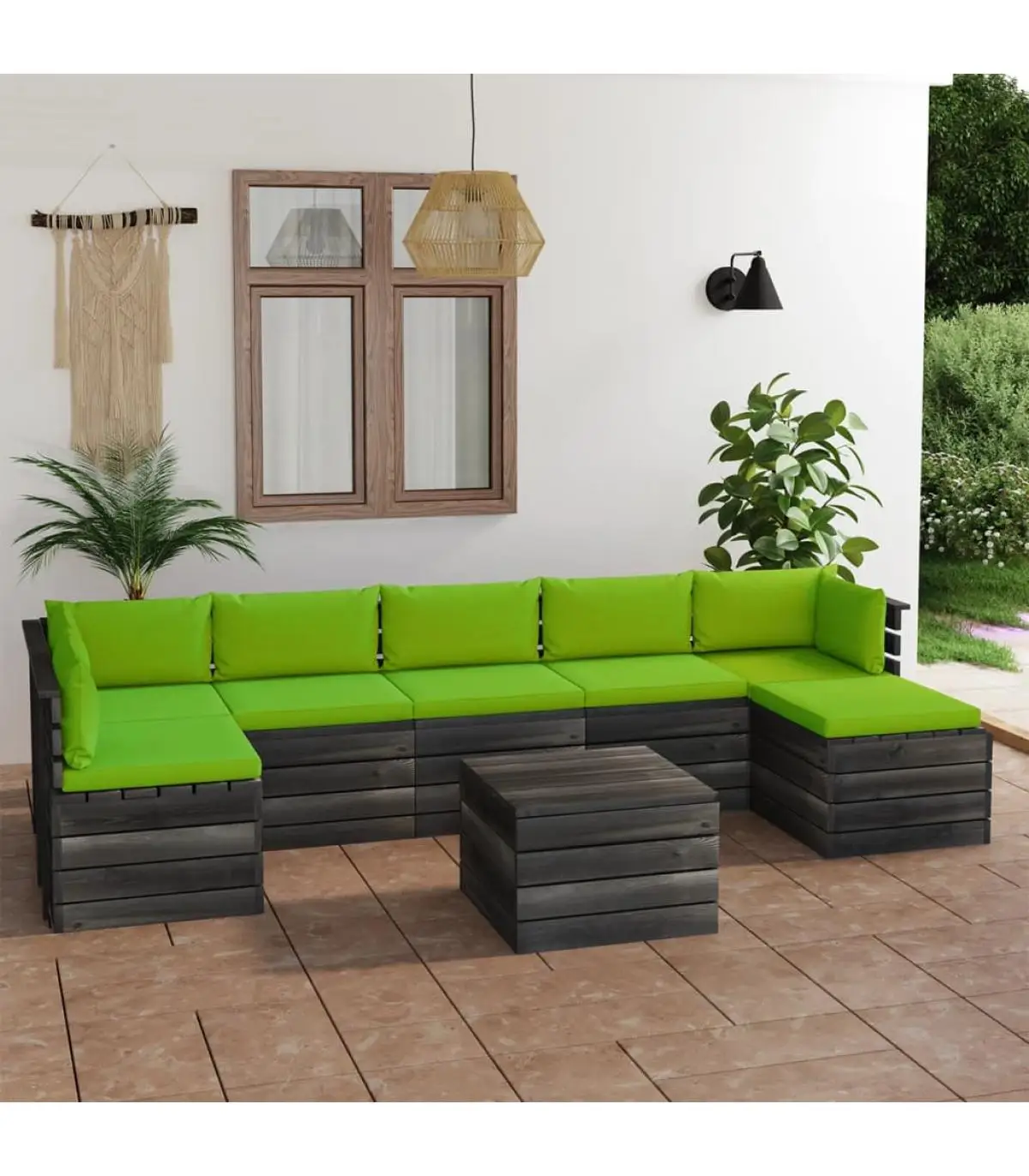 Garden sets garden pallet furniture 8 PCs solid wood pine cushions