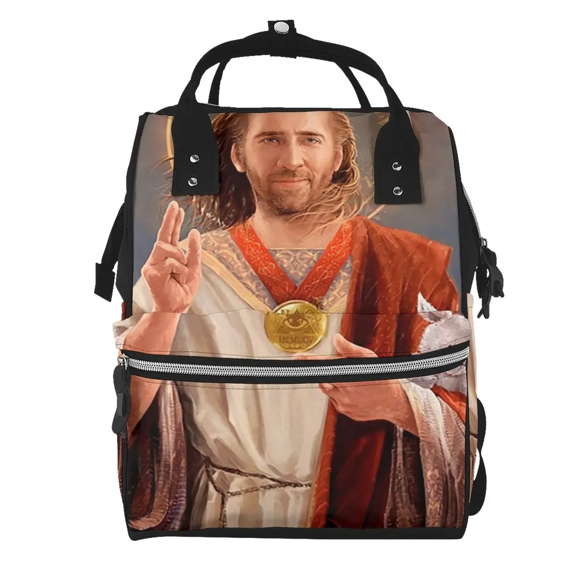 Nicolas Cage, Saint Nicolas Of Cage Student Backpack School Bag Hiking Travel Daypack for Men Women Bookbag Shoulder Bags