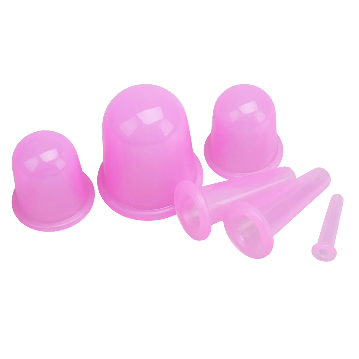 

6pcs Silicone Medical Vacuum Massage Cupping Massaging Tools Body Cupping Cups (Pink)