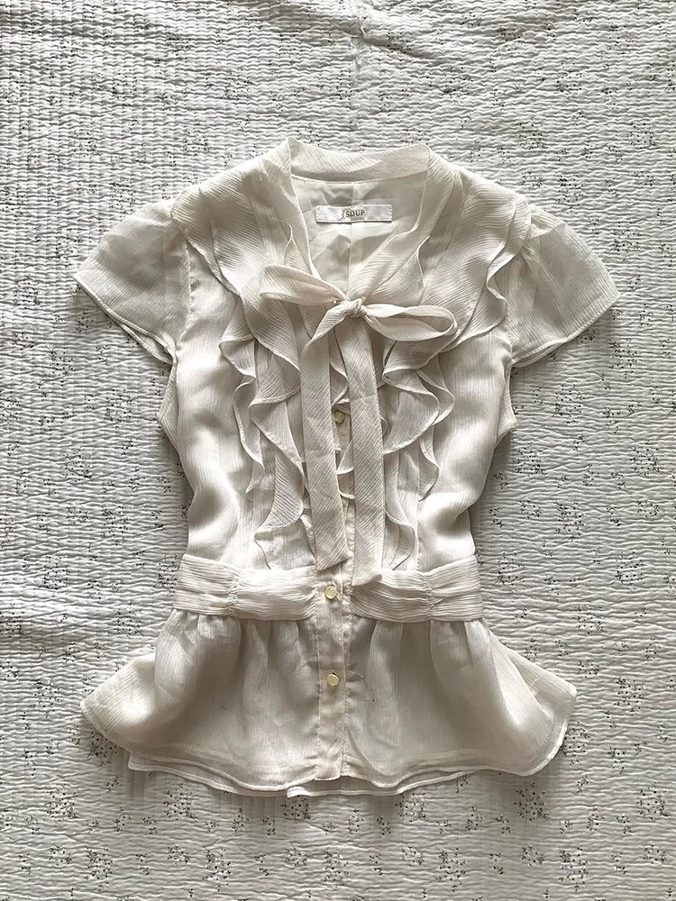 

Оригинальный дизайн, белый ирт для похудения с галстуком-бабочкой на талии, летняя повседневная женская одежда из смеси хлопка Faion BZT2509059