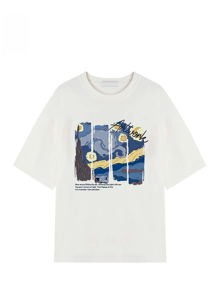 

Rampo Heavyweight Pure Cotton T-irt ex fiti Print Loose ort Sve Youth Faion Summer Breathable round Ne Tee