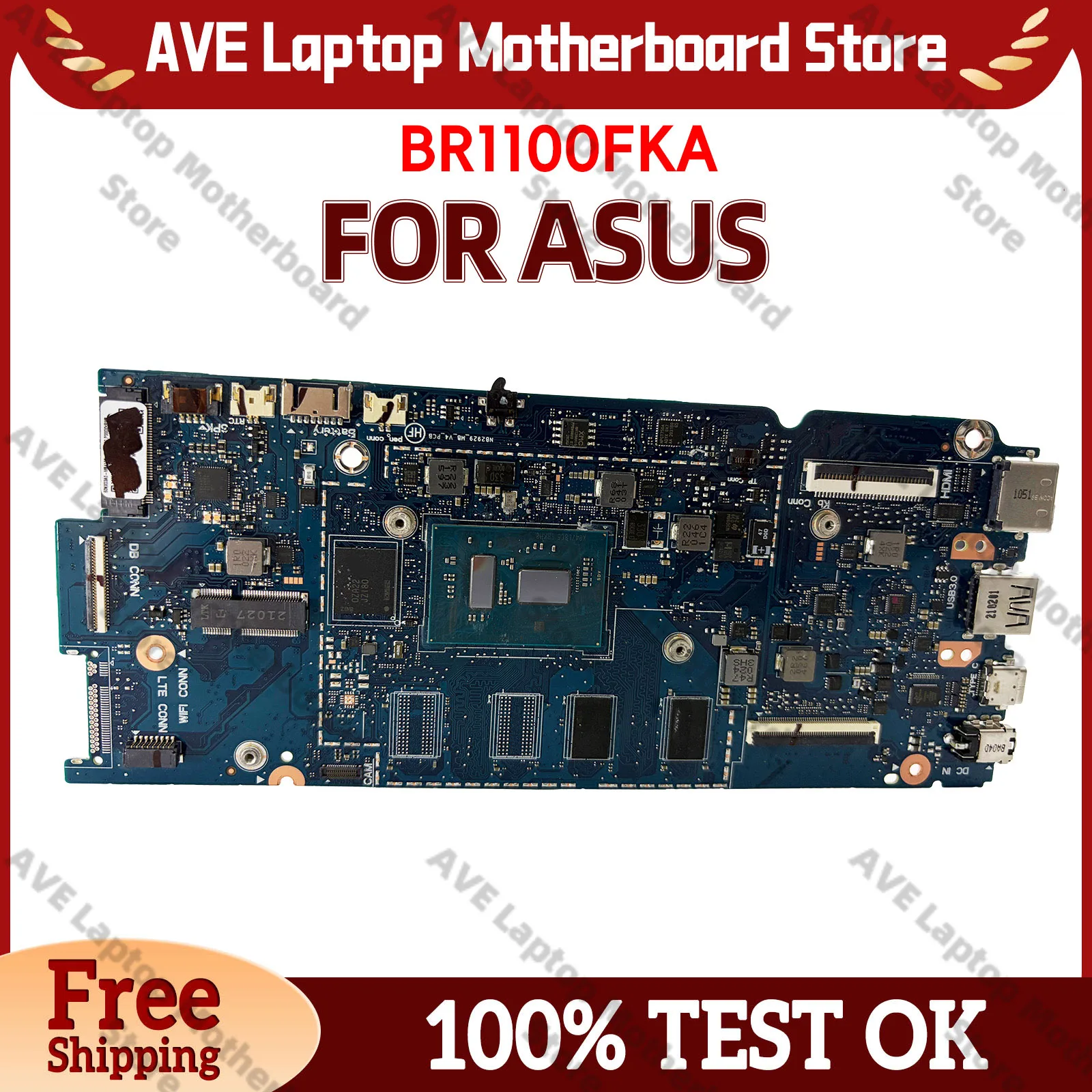 

BR1100F BR1100FKA Notebook Mainboard For ASUS ExpertBook BR1100FKA Laptop Motherboard With Celeron CPU 100% tests OK fast ship