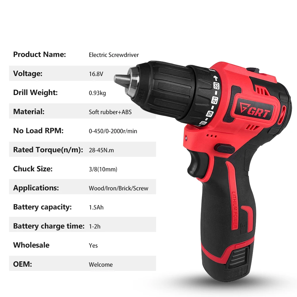 Imagem -05 - Chave de Fenda Elétrica Recarregável 16.8v 1500mah Li-ion Bateria High Torque Manual Led Light Precision Screwdriver Power Tool