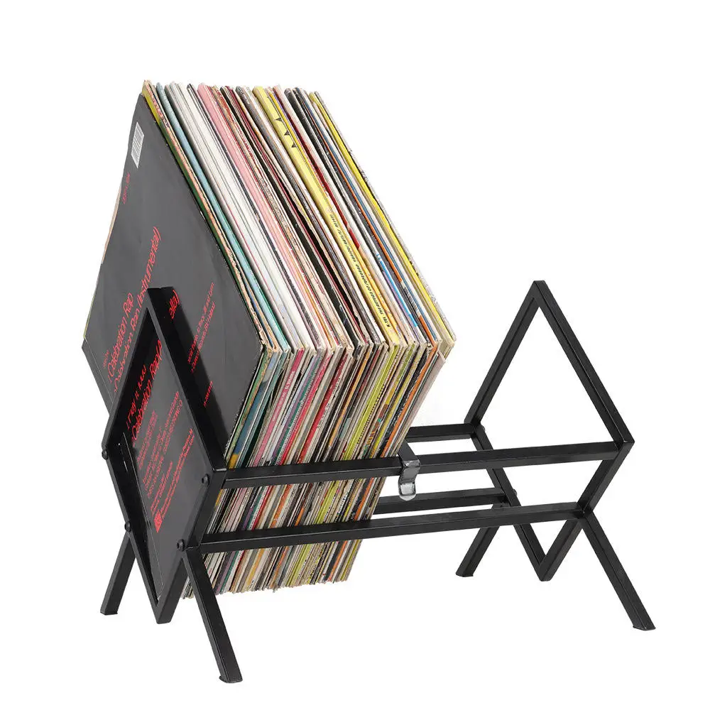 Vinyl Record Storage - Matte Black Vinyl Record Holder 80 To 100 LP Capacity  Metal Single Tier  Holder