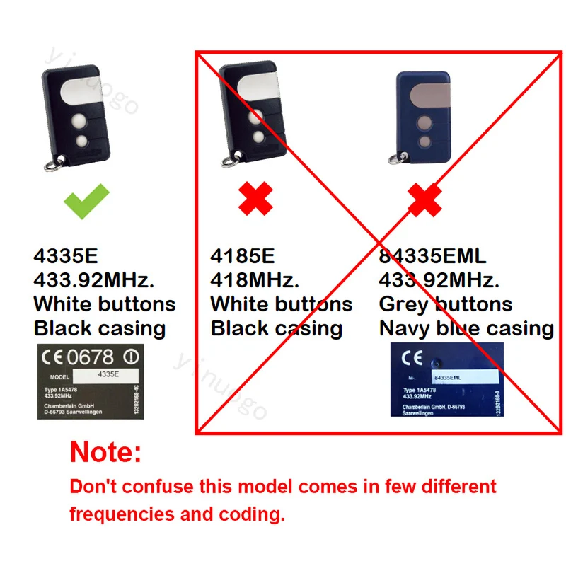 For LiftMaster CHAMBERLAIN 4335E 4333E 4332E 4330E 4330EML 4332EML 4333EML 4335EML Garage Door Remote Control 433.92MHz Opener