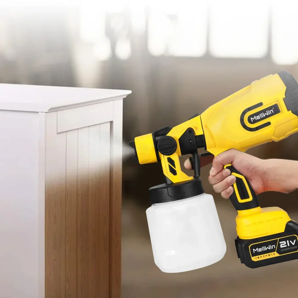 MELLWIN Kabelloser Elektrischer Farbsprüher 1200ML HVLP Tragbare Airless-Spritzpistole 42000 U/min 1500CC/Min Farbsprüher mit Leistungsanzeige für Haus, Auto, Möbel, Stahlbeschichtung für Makita 18V Akku – Detail 13