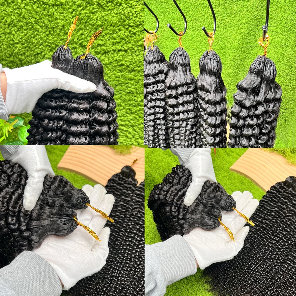 

Кудрявые волосы для плетения крючком, 100% натуральные человеческие волосы, 100 г # Предварительно разделенные безузловые косички 1B цвета для женщин, для плетения крючком