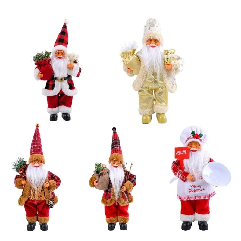 Elegant Charm Santa Figure Tall Styles Christmas Ornament Portable Accessory Stylish Designs for Home Display Solution B03D