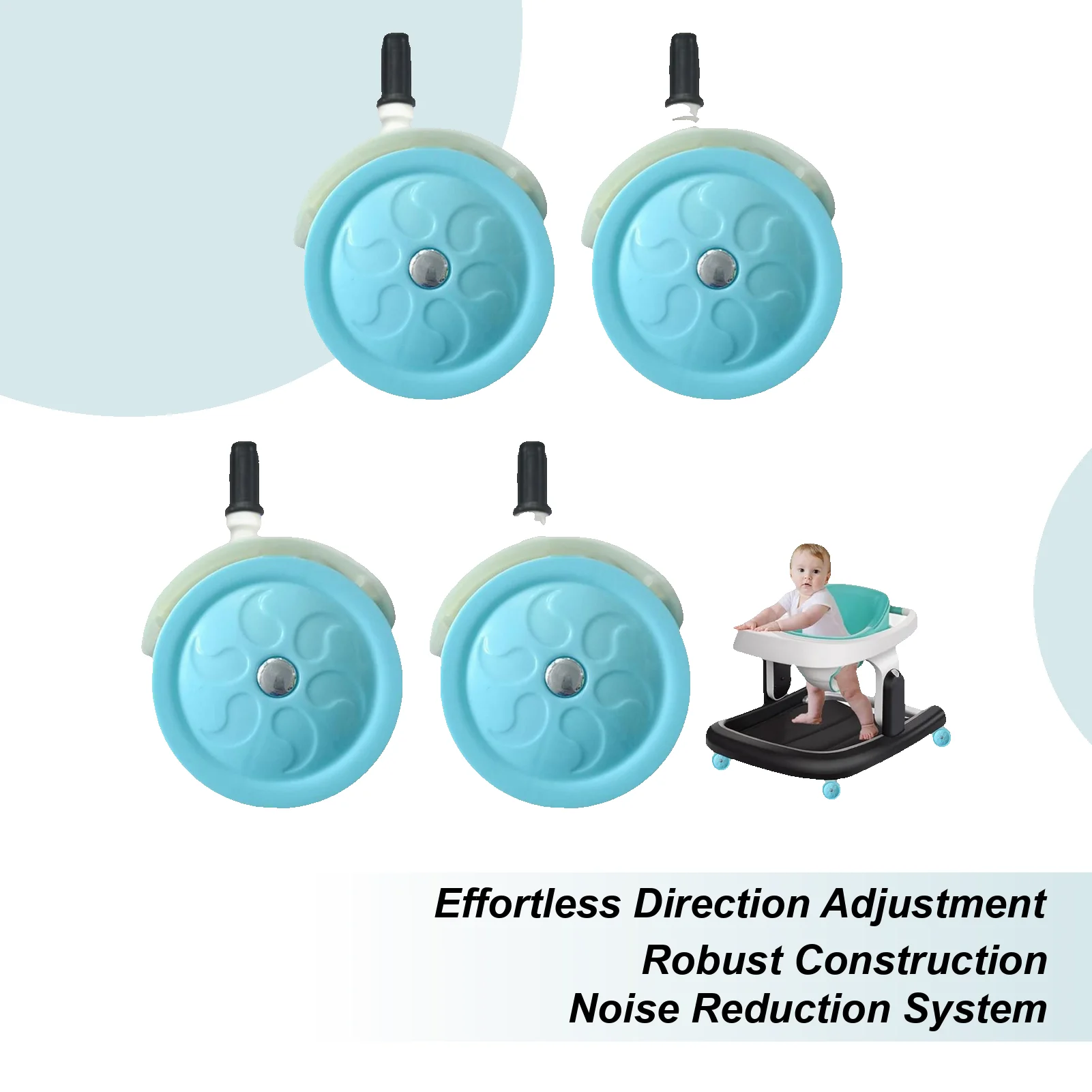 

Stroller Wheels Silent Pushchair Casters 4 Pieces Stroller Swivel Casters For Baby Tricycle Walker Living Room Outdoor Pushchair