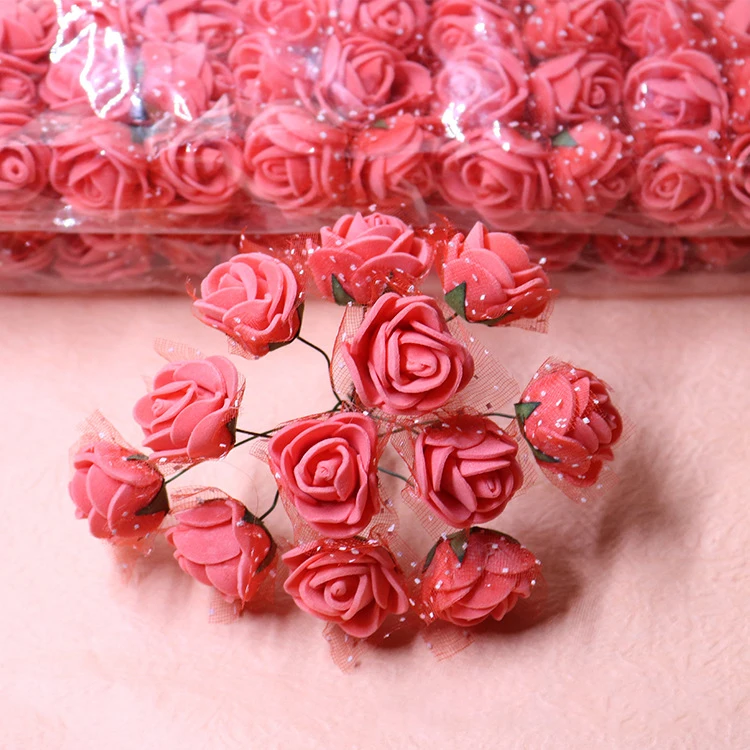 2cm 144Pcs Rose Flower Artificial PE Rose Flower Heads for DIY Craft Wedding Centerpieces Decorations Home Art Decor