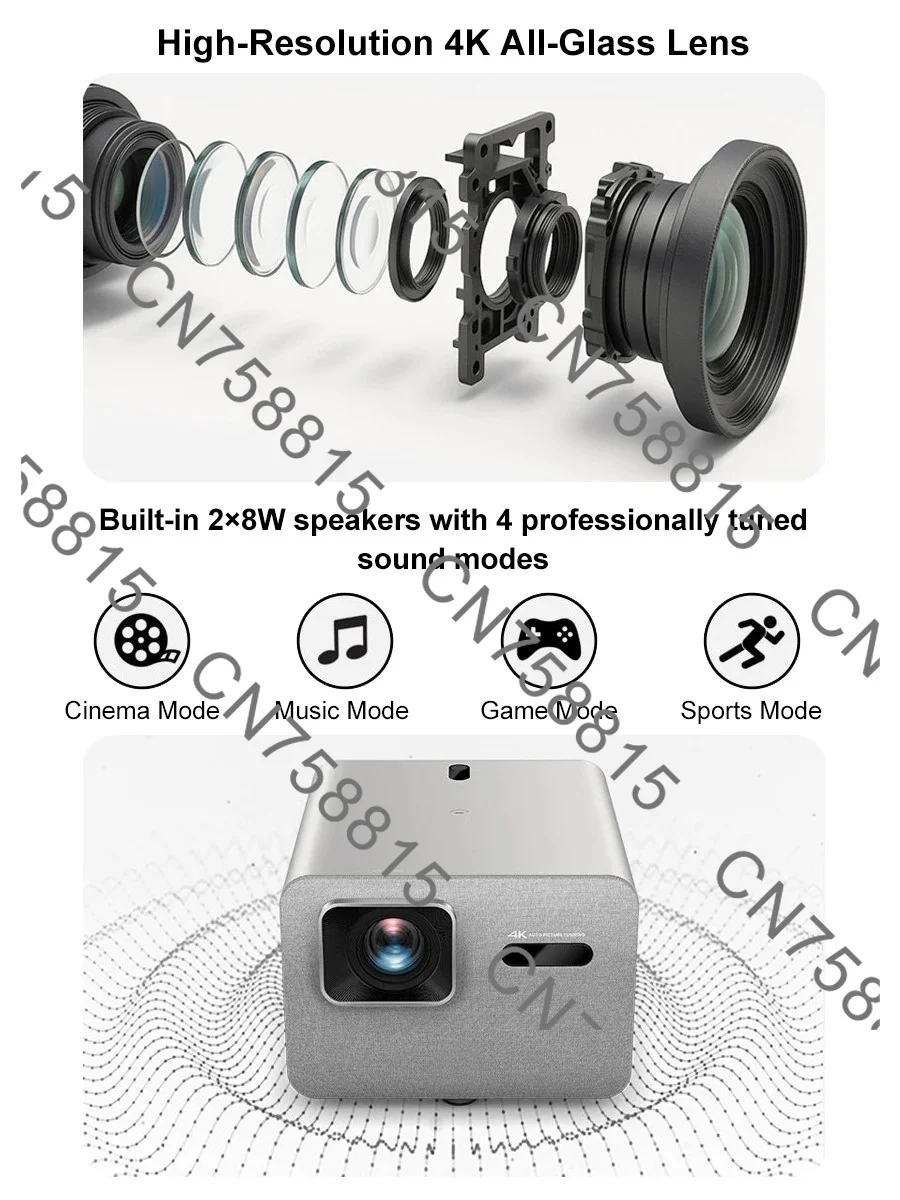 Home Theater with MEMC HDR Pro Auto Keystone ，For Benq i800ST 4K DLP 8K Projector 3000 iso Lumens Short Focus Laser 4LED Light