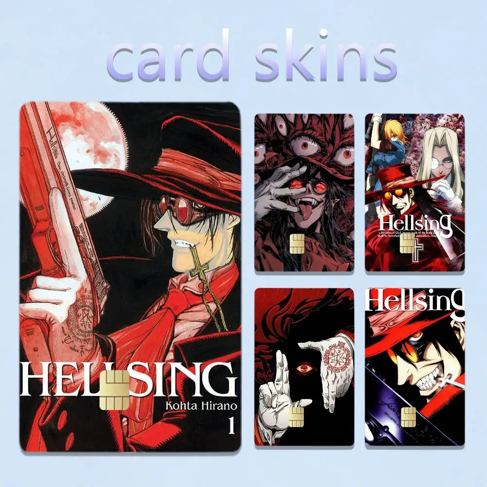 Anime H-Hellsing 4pcs 1Set Card Stickers Small Waterproof Chip 4PCS Card Sticker Anti-Scratch