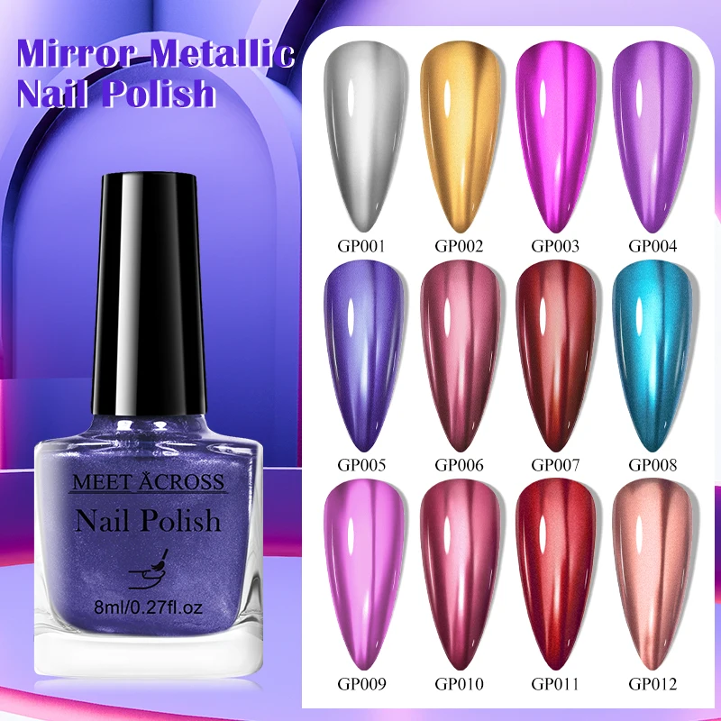 Botella de vidrio de 8ml, esmalte de uñas despegable a base de agua, barniz cromado colorido para decoración de uñas, manicura DIY sin necesidad de lámpara