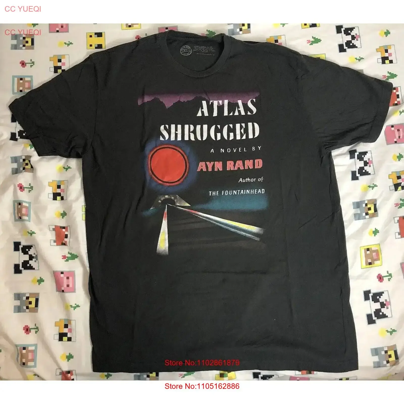 Atlas Shrugged by Ayn Rand Out of Print Gray T Shirt Men's XL vintage Washed homme graphic Slightly Breathable Casual Versatile