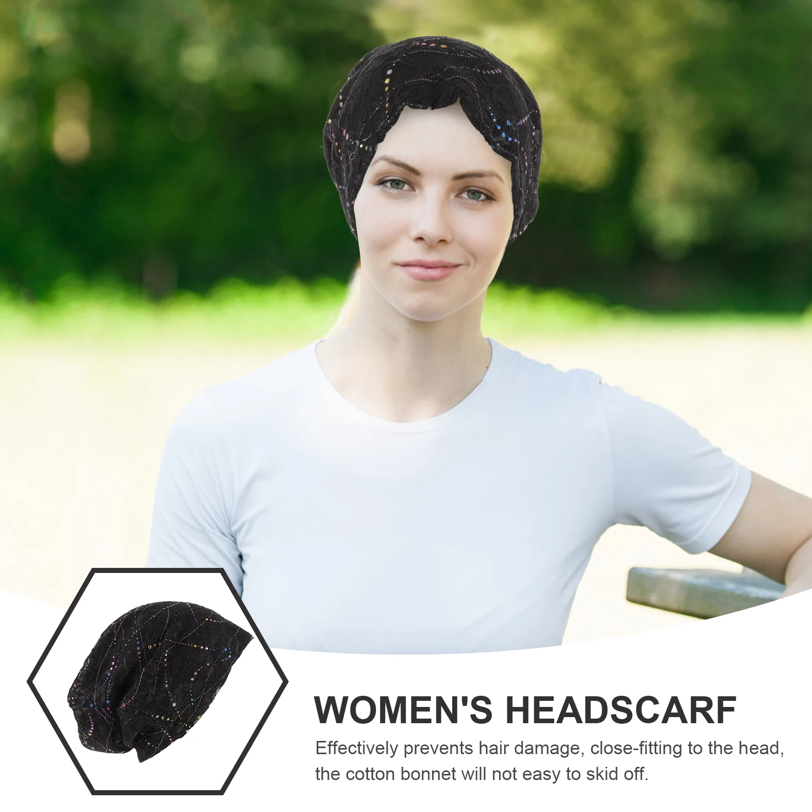 

Breathable Chemotherapy Head Cap Women Cotton Hats Black Color Spring Summer Turban Hat Hair Protective Anti Slipping Design