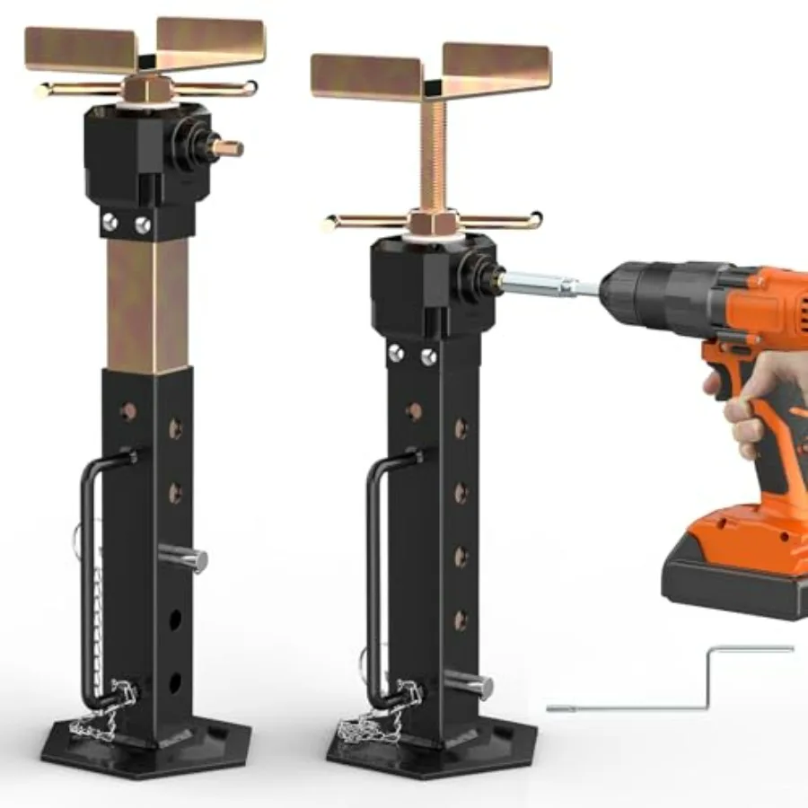 

RV Slide Out Support Jacks 2 PCS 13-26 inch Aluminum Gear Box Electric Drill Adjust Stabilizer Jacks Supports Up to 5000 lbs fo
