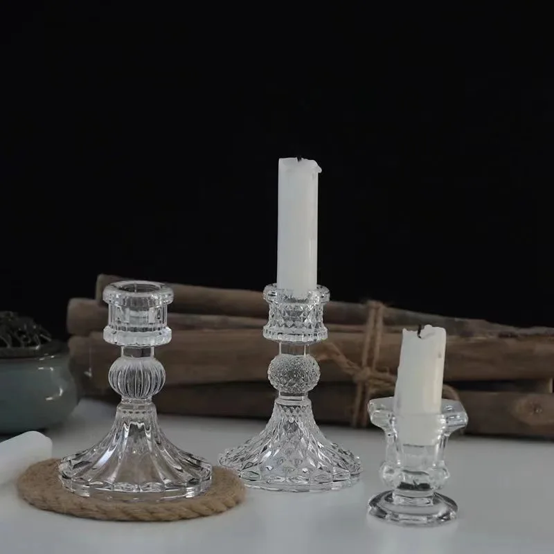3pcs/set Crystal candle holder glass decorative candles Candleholder Wedding Home Bar Party Decoration Ornaments candlestick